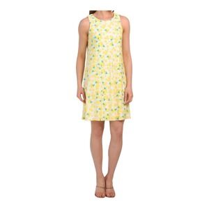 Pappagallo Lemon Print Sleeveless Shift Dress White Yellow Women‎ Size XL